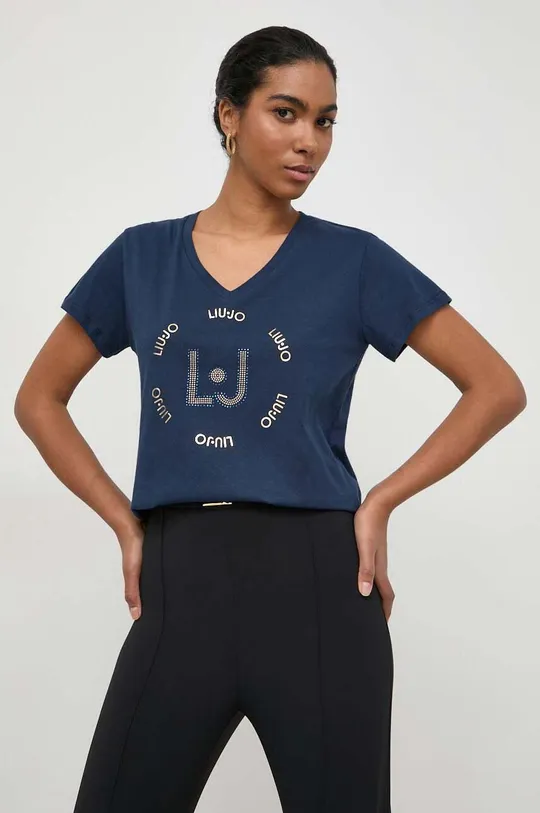 mornarsko modra Bombažna kratka majica Liu Jo