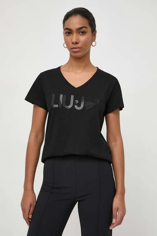чорний Бавовняна футболка Liu Jo Жіночий