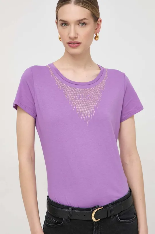 vijolična Bombažna kratka majica Liu Jo Ženski