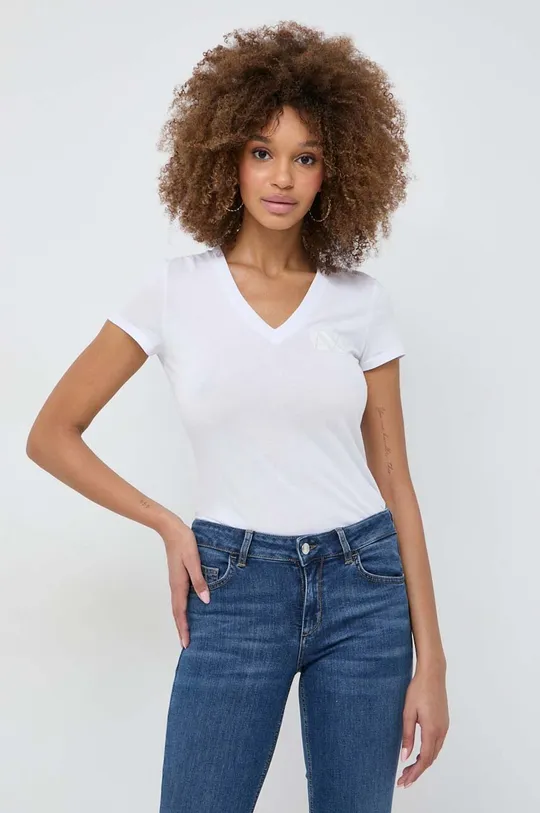 білий Бавовняна футболка Armani Exchange Жіночий