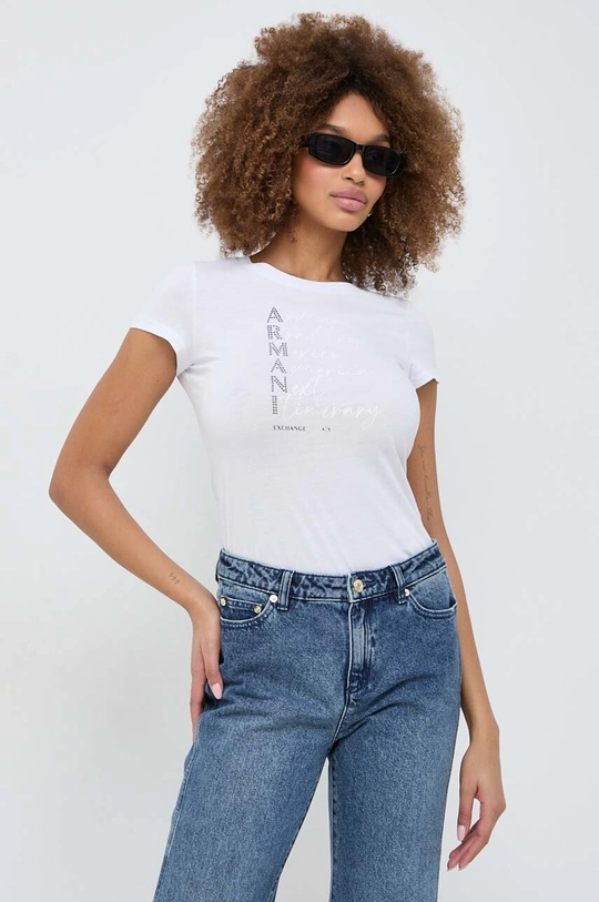 bianco Armani Exchange t-shirt in cotone Donna