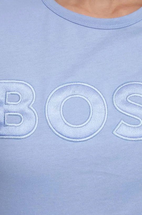 голубой Хлопковая футболка BOSS