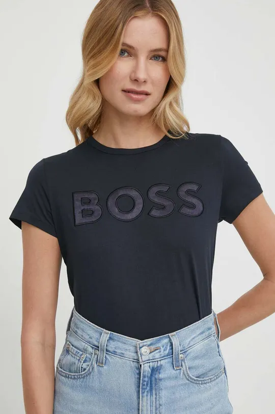 σκούρο μπλε Βαμβακερό μπλουζάκι BOSS Γυναικεία