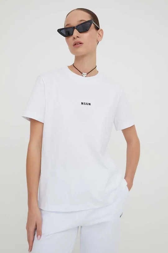 λευκό Βαμβακερό μπλουζάκι MSGM