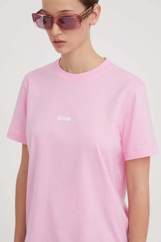 różowy MSGM t-shirt bawełniany Damski