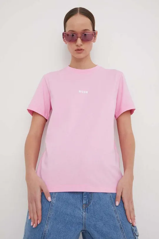 roza Bombažna kratka majica MSGM