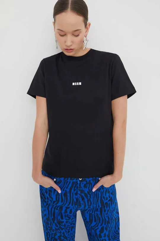 μαύρο Βαμβακερό μπλουζάκι MSGM Γυναικεία