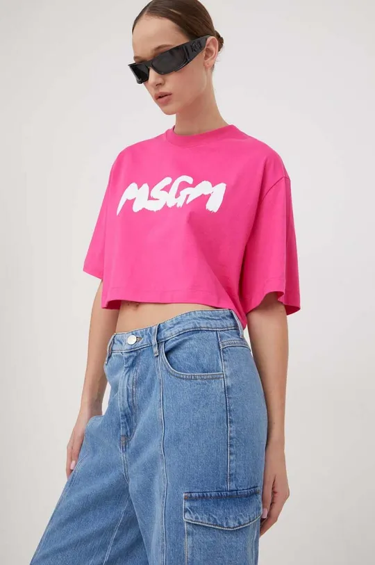 różowy MSGM t-shirt bawełniany
