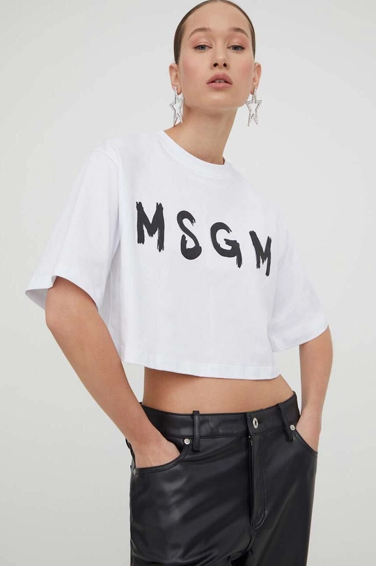 biały MSGM t-shirt bawełniany Damski