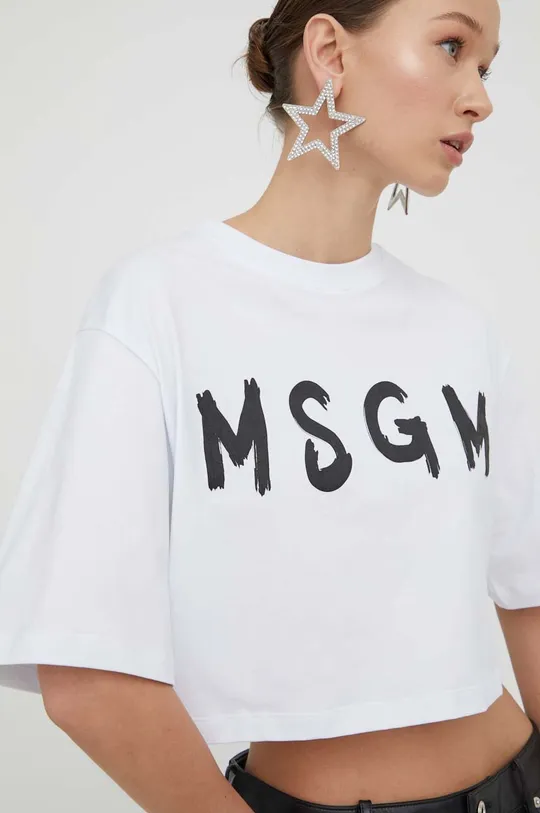 biały MSGM t-shirt bawełniany
