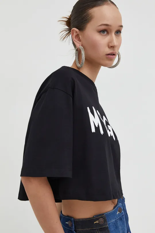 czarny MSGM t-shirt bawełniany Damski