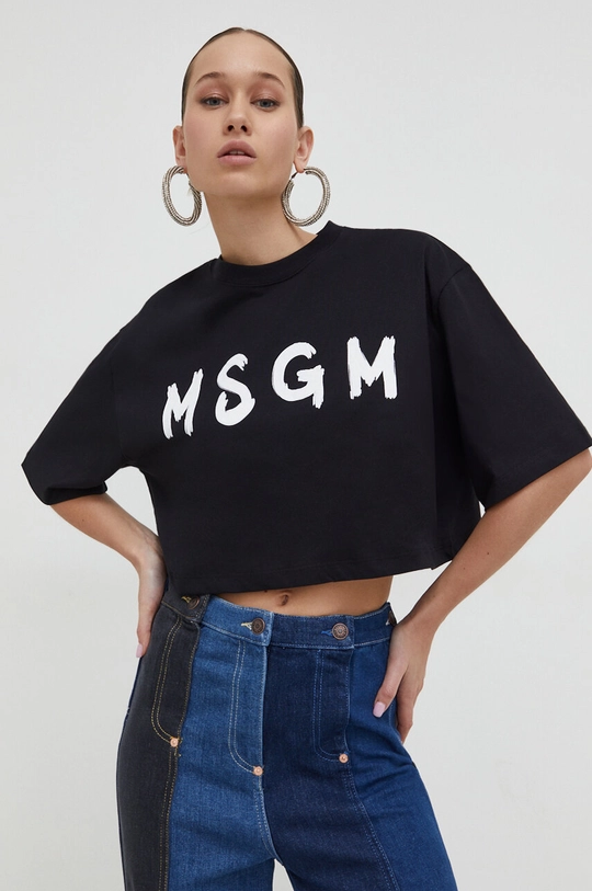 czarny MSGM t-shirt bawełniany