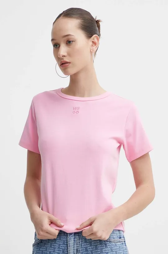 różowy HUGO t-shirt Damski