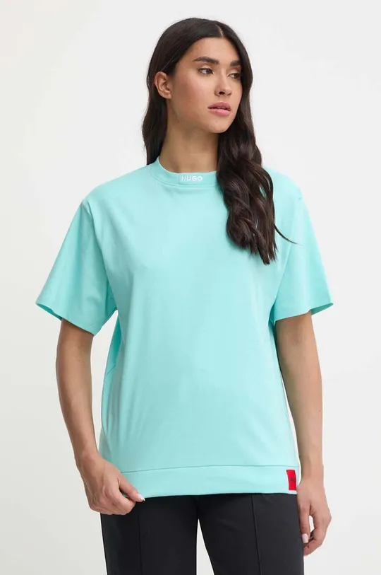 Бавовняна футболка лаунж HUGO блакитний