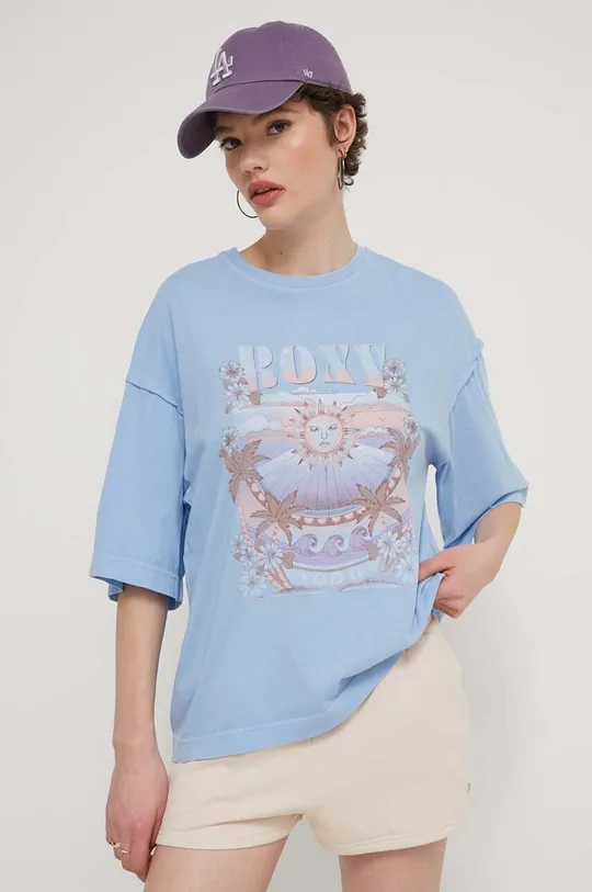 niebieski Roxy t-shirt bawełniany Sweet Shine Damski