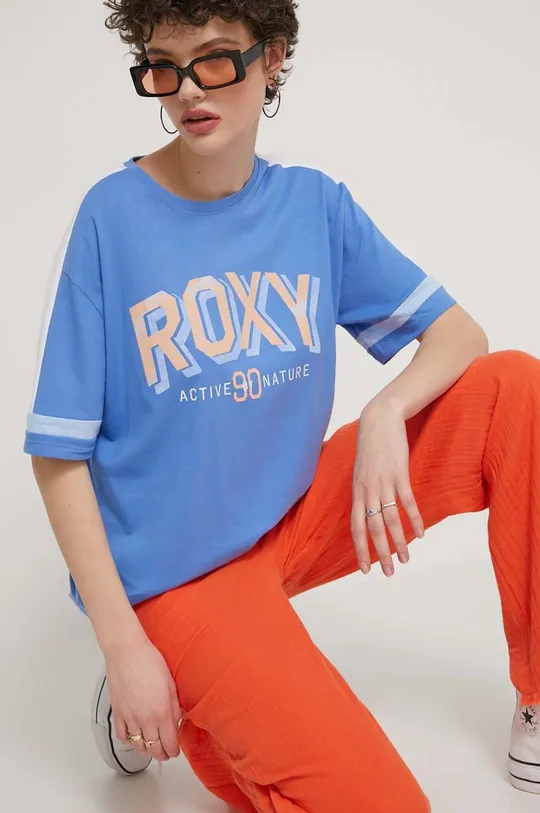 μπλε Βαμβακερό μπλουζάκι Roxy Essential Energy Γυναικεία