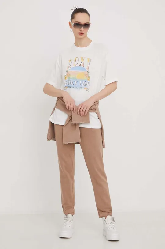 Βαμβακερό μπλουζάκι Roxy Shadow Original λευκό