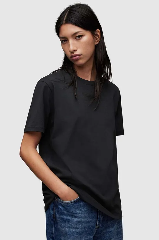 μαύρο Βαμβακερό μπλουζάκι AllSaints Downtown Γυναικεία