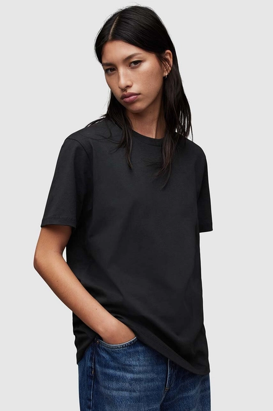 czarny AllSaints t-shirt bawełniany Downtown Damski