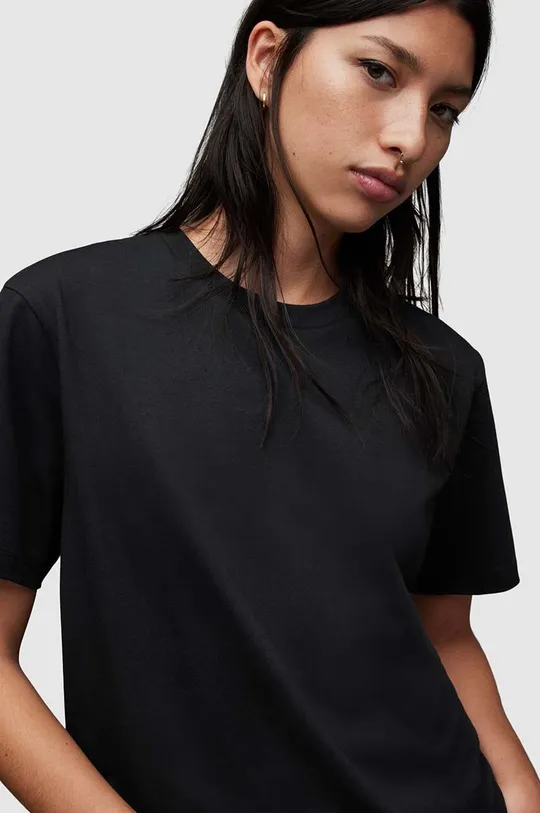 Βαμβακερό μπλουζάκι AllSaints Downtown μαύρο