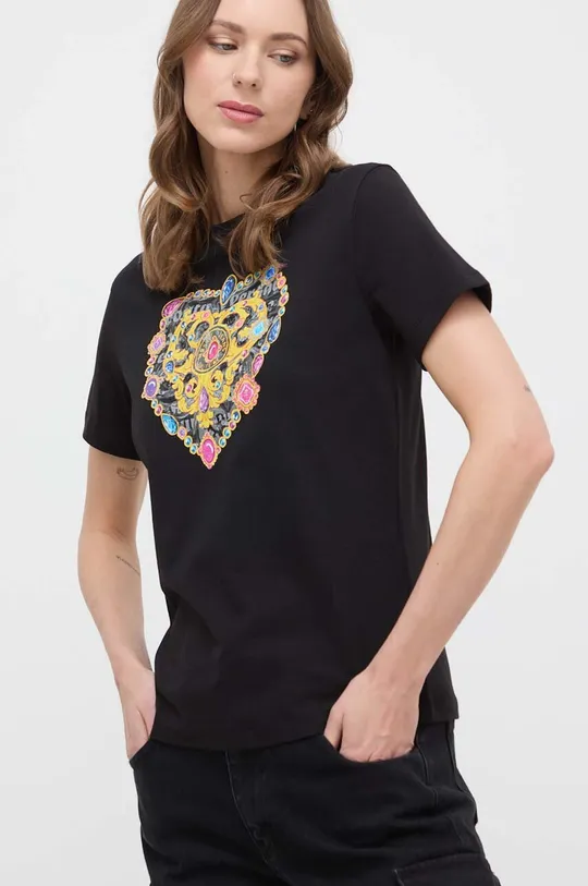 czarny Versace Jeans Couture t-shirt bawełniany Damski