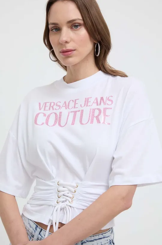 bijela Pamučna majica Versace Jeans Couture