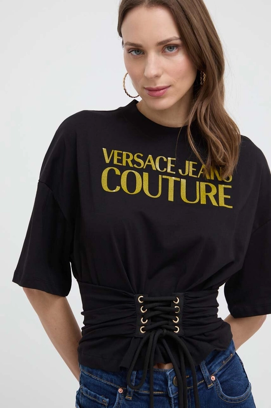 czarny Versace Jeans Couture t-shirt bawełniany