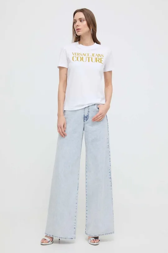 Bavlnené tričko Versace Jeans Couture biela