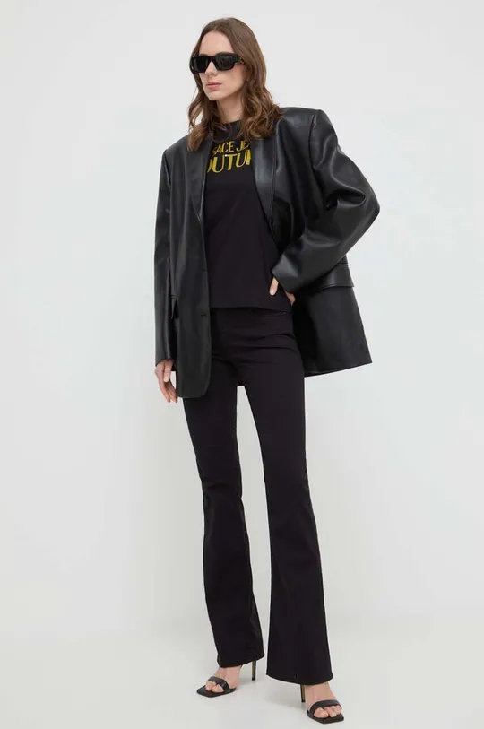 Bavlnené tričko Versace Jeans Couture čierna
