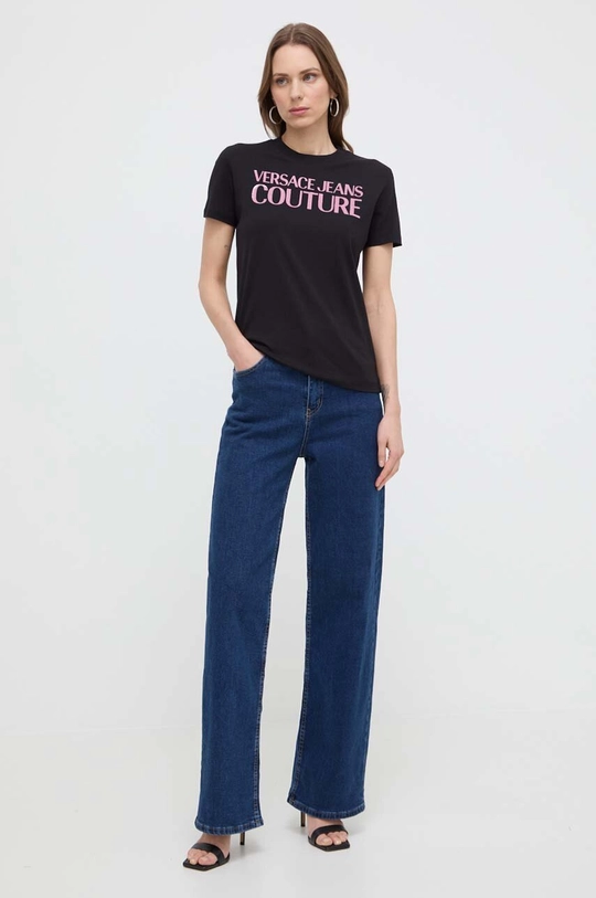 Versace Jeans Couture t-shirt bawełniany czarny