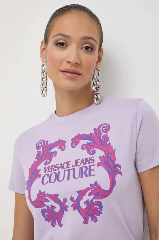 фиолетовой Хлопковая футболка Versace Jeans Couture Женский