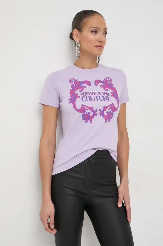фіолетовий Бавовняна футболка Versace Jeans Couture