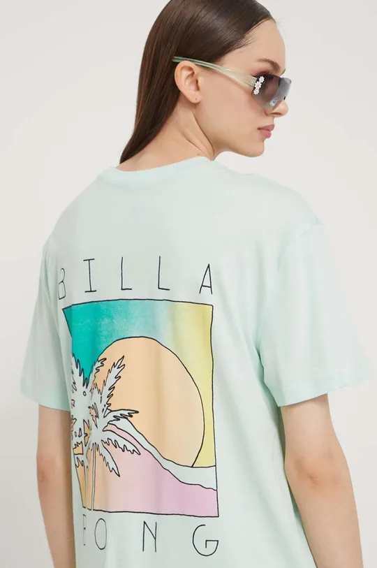 τιρκουάζ Βαμβακερό μπλουζάκι Billabong Γυναικεία