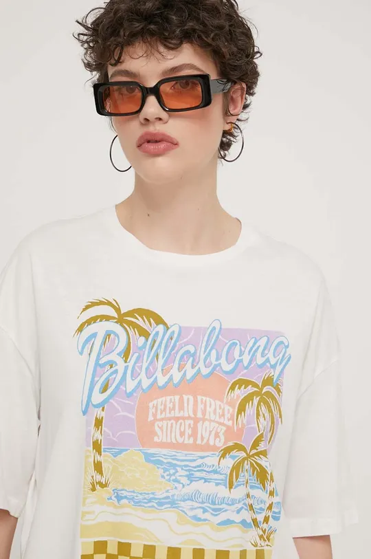 λευκό Βαμβακερό μπλουζάκι Billabong Γυναικεία