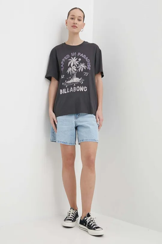 Хлопковая футболка Billabong серый