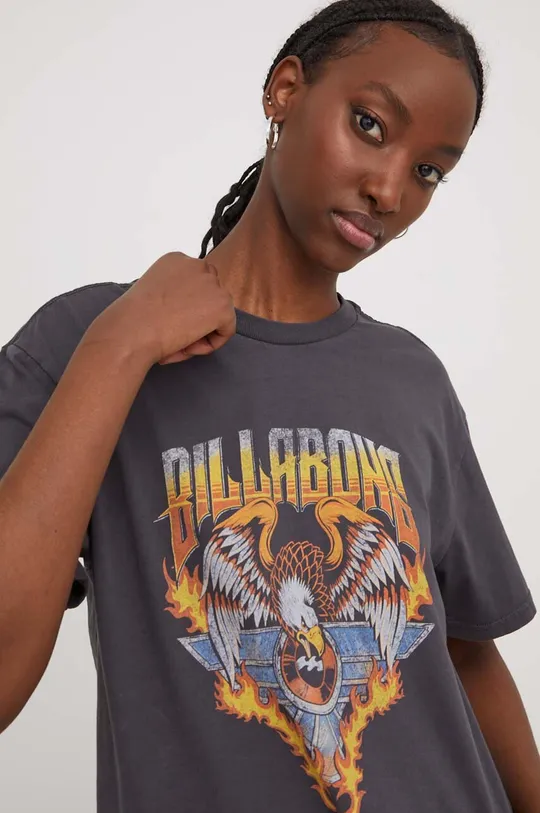 szary Billabong t-shirt bawełniany Damski