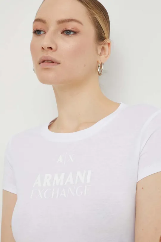 білий Бавовняна футболка Armani Exchange Жіночий
