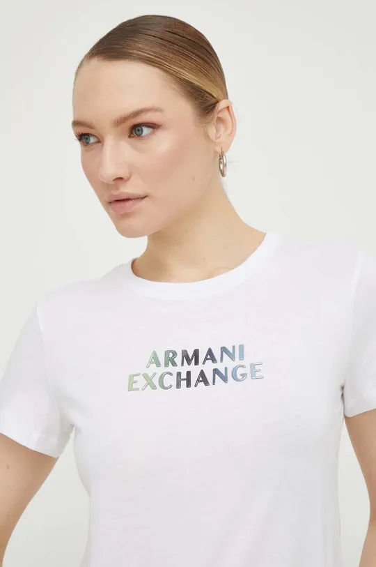 bela Bombažna kratka majica Armani Exchange