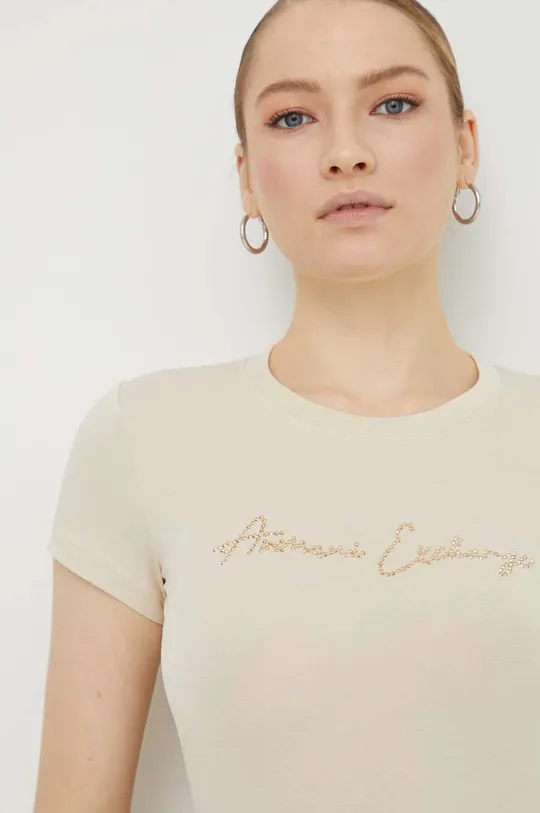 beżowy Armani Exchange t-shirt Damski
