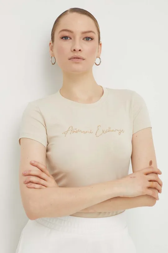 beżowy Armani Exchange t-shirt