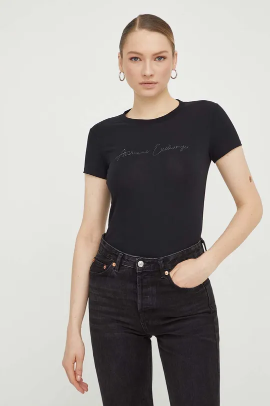 crna Majica kratkih rukava Armani Exchange Ženski