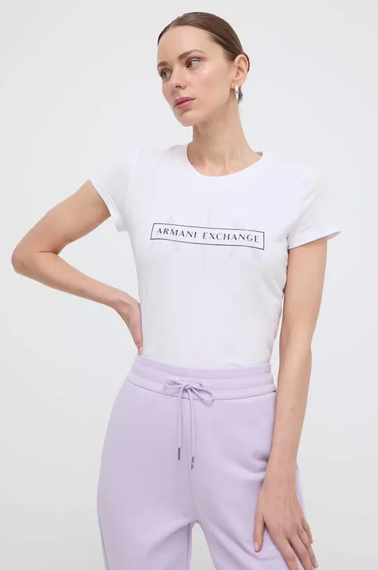 bianco Armani Exchange t-shirt in cotone Donna