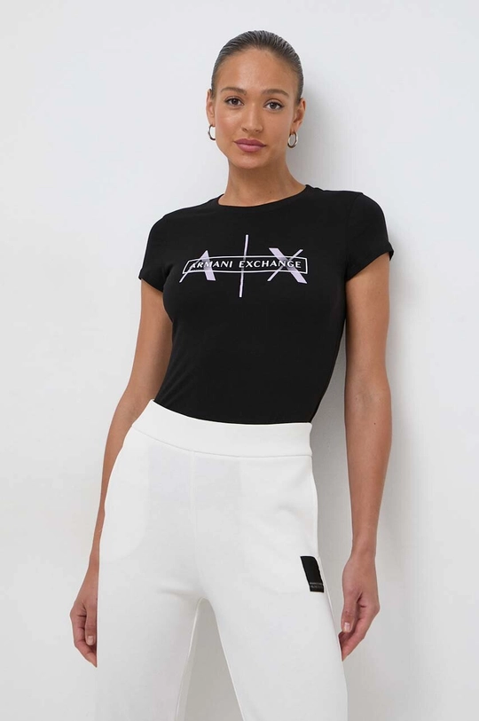 czarny Armani Exchange t-shirt bawełniany