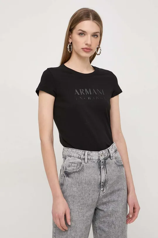 črna Kratka majica Armani Exchange Ženski