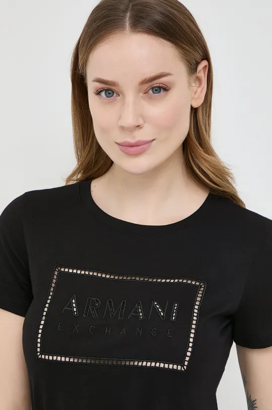 czarny Armani Exchange t-shirt bawełniany