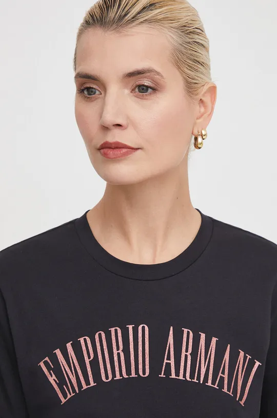 μαύρο Βαμβακερό μπλουζάκι Emporio Armani Γυναικεία