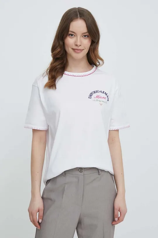 λευκό Βαμβακερό μπλουζάκι Emporio Armani Γυναικεία
