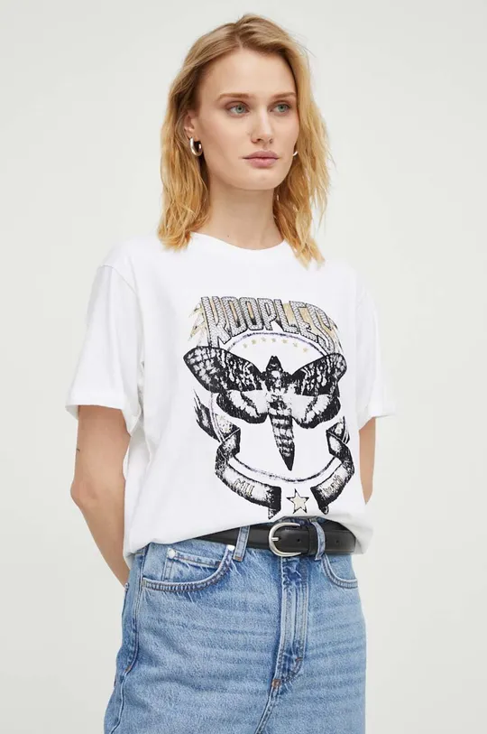 beżowy The Kooples t-shirt bawełniany