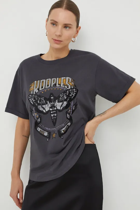 γκρί Βαμβακερό μπλουζάκι The Kooples Γυναικεία
