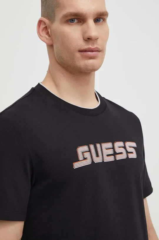 μαύρο Βαμβακερό μπλουζάκι Guess EGBERT